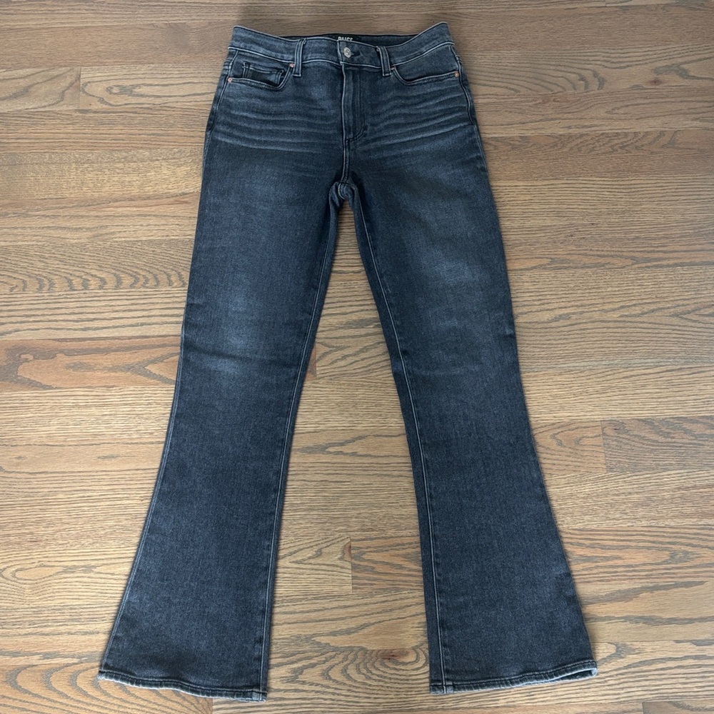 Paige Laurel Canyon High waist flare jeans. Ash black. Size 28